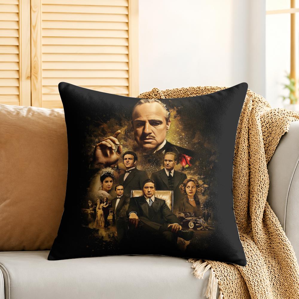 The GGodfather Movie Cushion Cover Silky Short Plush Invisible Zipper Dustproof Sofa Pillow Case For Home Decor