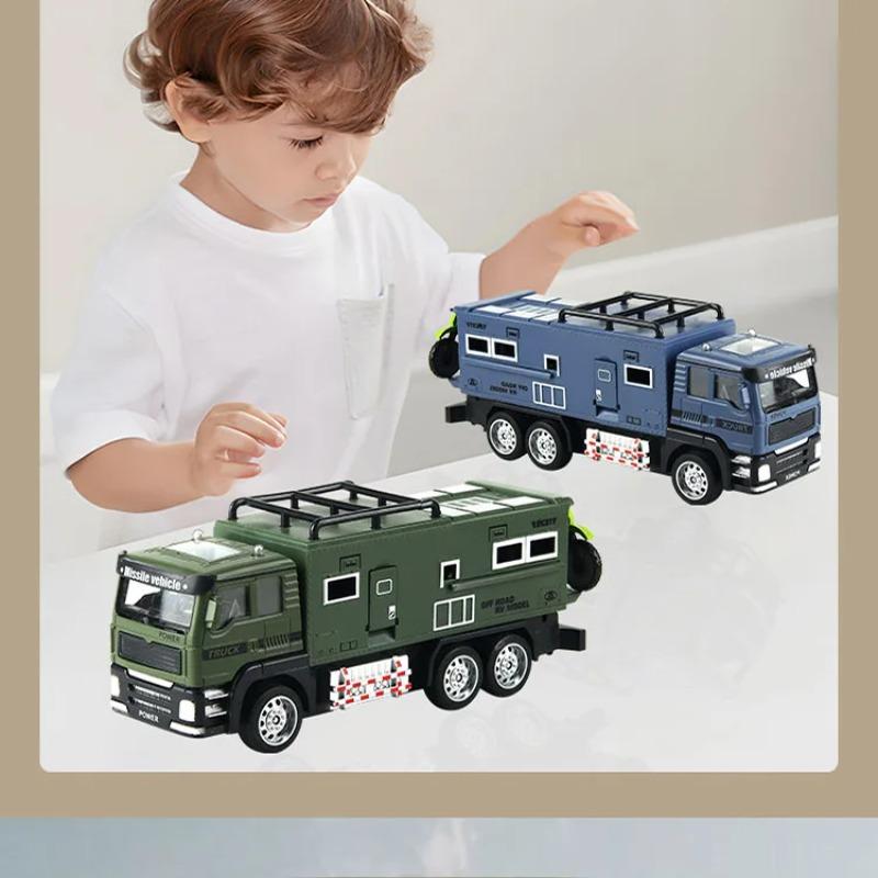 1/24 Maßstab Geländewagen Modell Miniatur Wohnmobil Spielzeug Metall Druckguss Türen Geöffnet Rückziehbar Campingwagen Modelle für Jungen