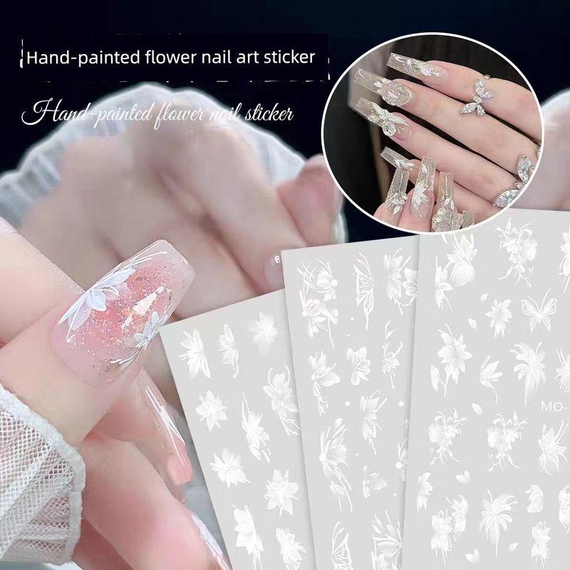 

New Retro Style Hand-Painted Flower Nail Stickers Shell Light Bows Nail Stickers Shell Light Bows Stickers Micro-carved hand-painted flower 158+159+160