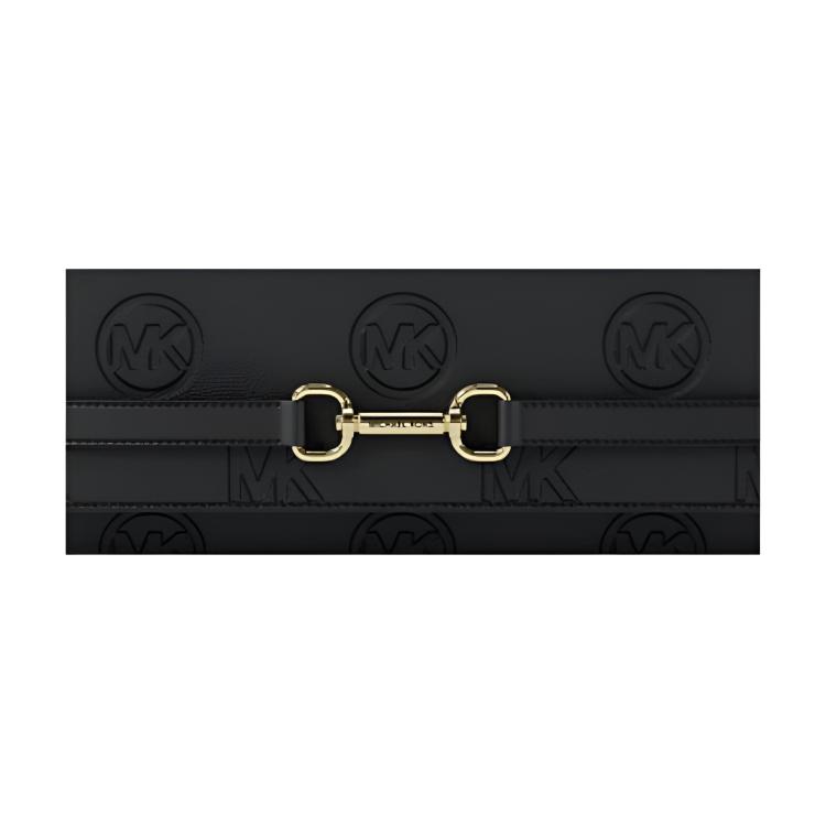 Michael Kors Carson Large Wallet Women Wallet Black Gold 35R6G2ZC7V-BLACK
