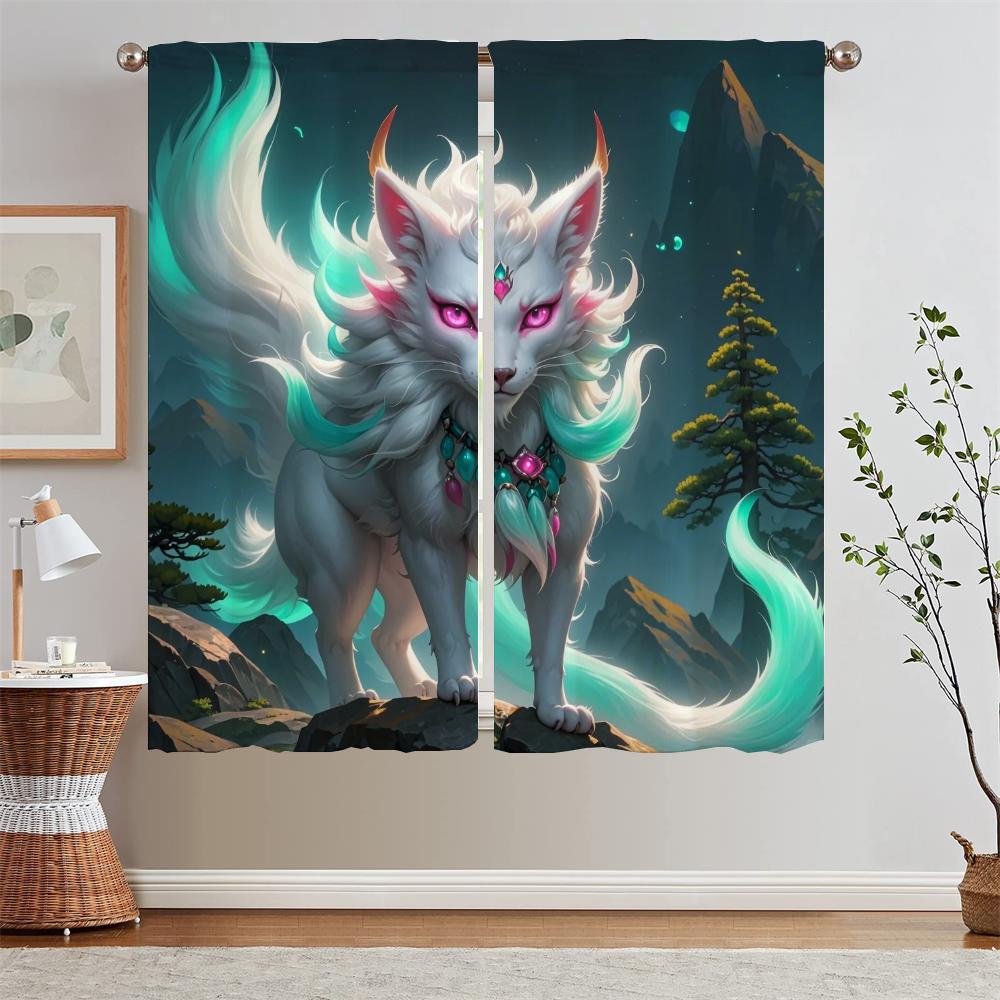 

Шкафы для украшения гостиной, перегородка в виде девятихвостой лисы, подхваты для штор, кружевные шторы, комплект из 2 шт., затемняющие шторы W50xH70cmx2pcs-CL