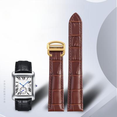 Γνήσιο Δερμάτινο Λουράκι Ρολογιού για Cartier Tank Συμπαγής Ανοξείδωτος Χάλυβας Πτυσσόμενο Κούμπωμα Solo London Calibo Ανδρικό Γυναικείο 18 20mm Λουράκι Ρολογιού