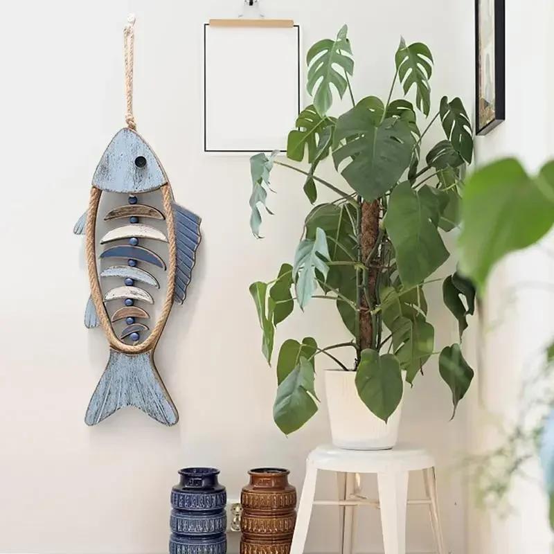 1 Stück Handgeschnitzte Fisch Wanddeko Holz Fisch Anhänger Einzigartige Wandbehänge Ornamente Ozean Strand Thema Restaurant Bar Wanddeko