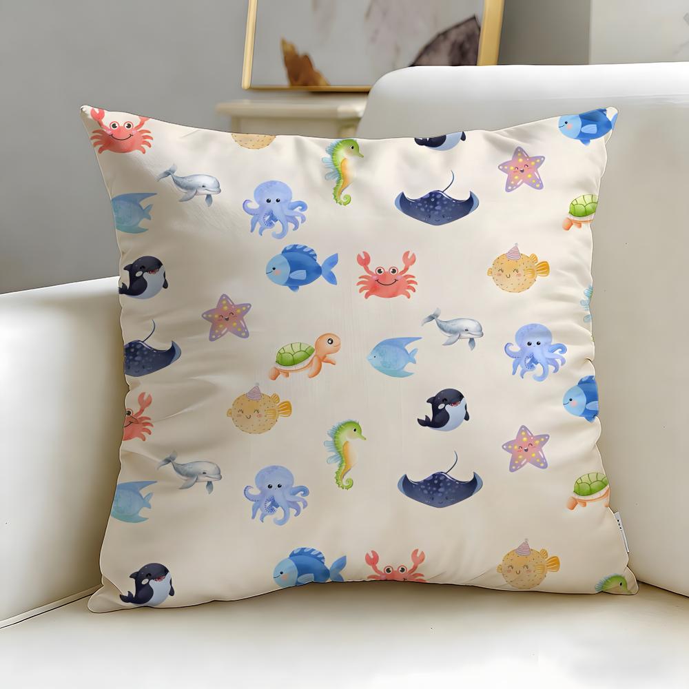 Artistic border Cushion Cover Soft  EasyWash Pillow Case  Versatile for Couch Bed Travel and Office