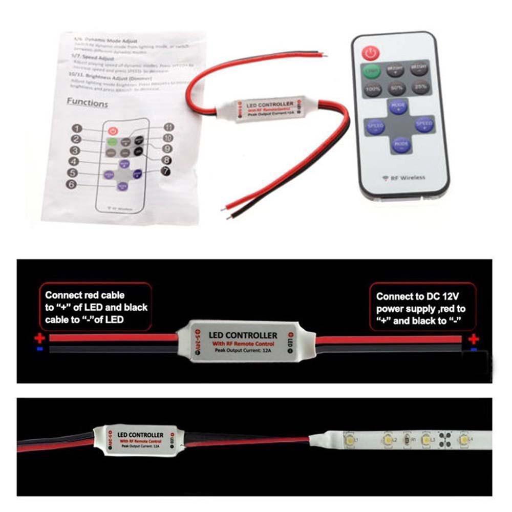  12V RF Wireless Remote  Controller  Dimmer for LED Strip Light