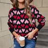 Women's Casual Fashion Round Neck Heart Sweater Knitted Bottoming Shirt