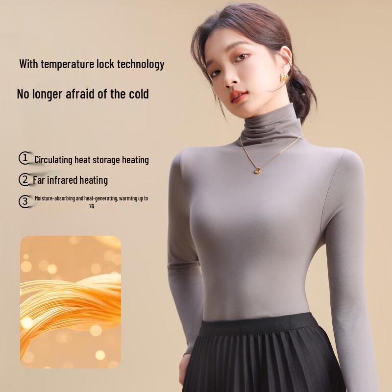 Mao Ren Women's Slim-Fit Thermal Turtleneck Base Layer Top