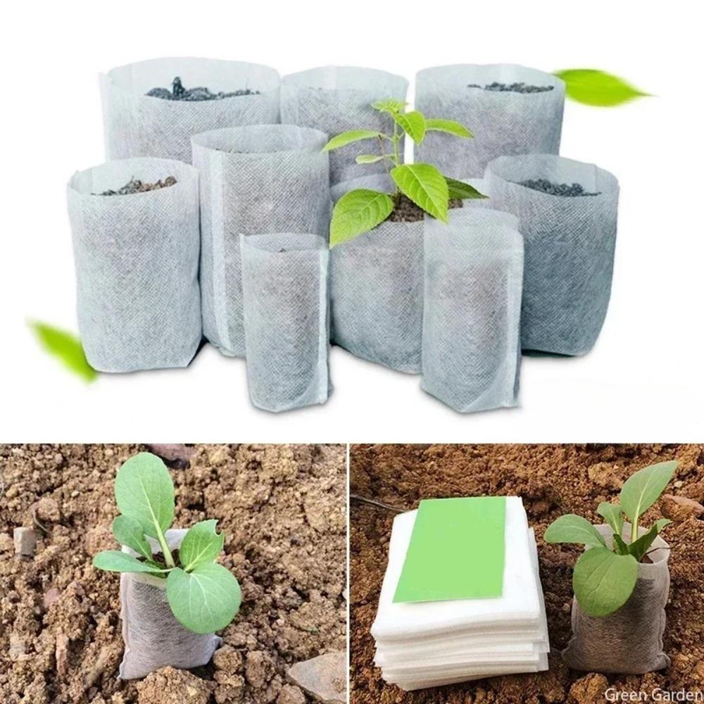 200Pcs Biodegradable Nursery Bag Plant Grow Bags Non-Woven Fabric Seeds To Sow Flower Pots For Home Garden Accessories Tools