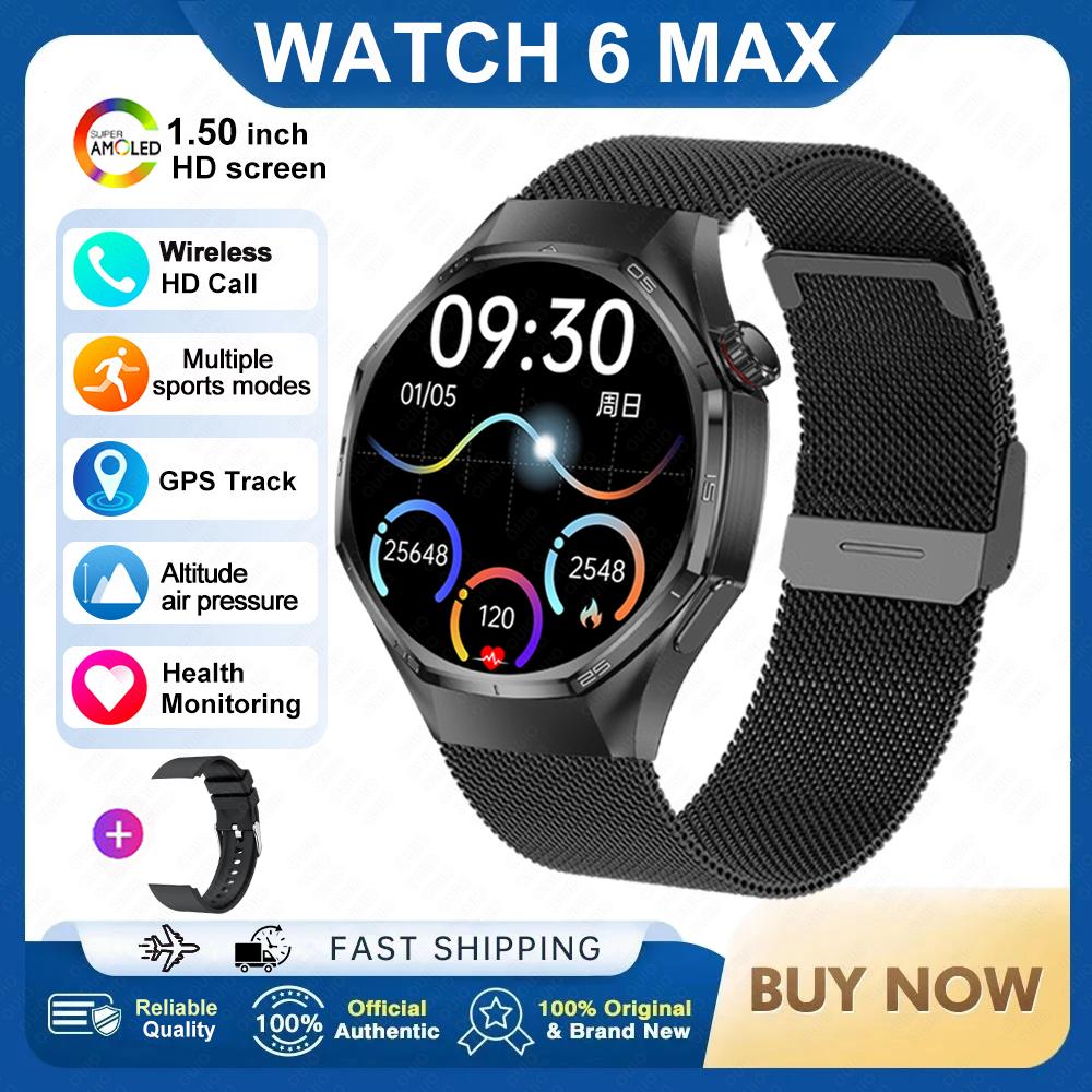 2026 New Watch 6 MAX Smart Watch GPS Track Altitude Pressure Heart Rate Blood Oxygen IP67 Waterproof BT Call Outdoor Smart Watch