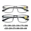 Fashion Reading Glasses For Men High Quality Blue Light BLocking Prescription Eyeglasses Frame With Spring Hinge +75+125+175+225