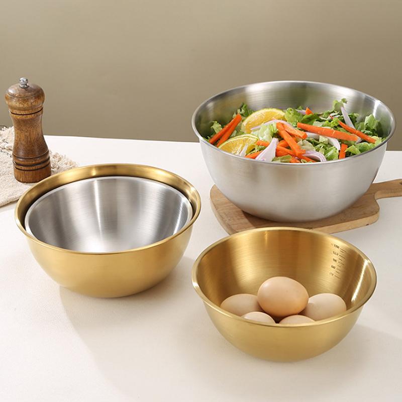 3Pcs Stainless Steel Salad Bowls Set Oven Safe Durable Kitchen Mixing Bowls With Measurement Marks For Baking And Mixing