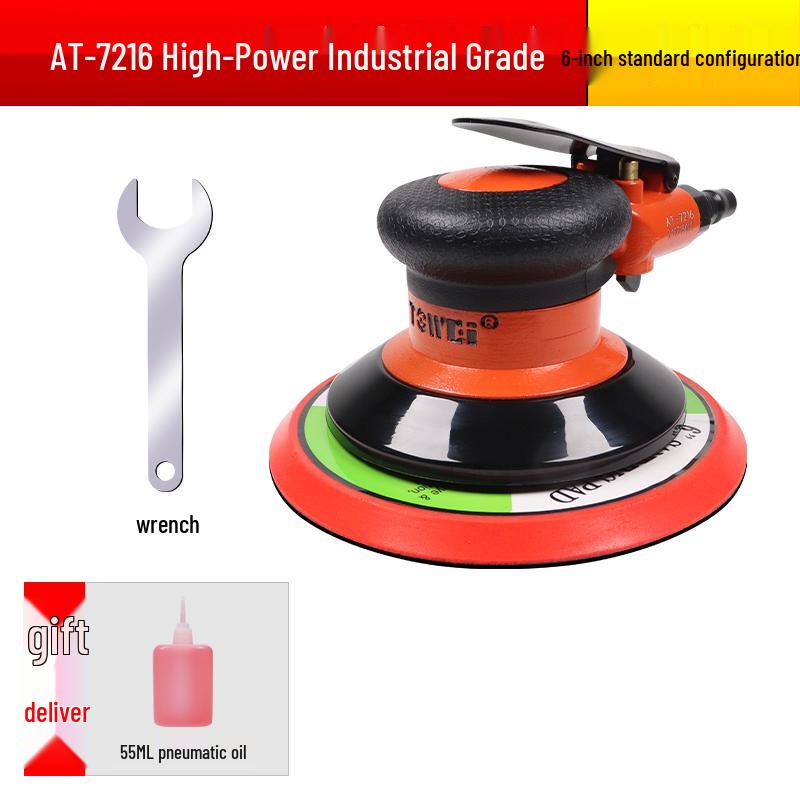 Taiwan Industrial-Grade Pneumatic Grinder with Dust Extraction and Round Sandpaper.