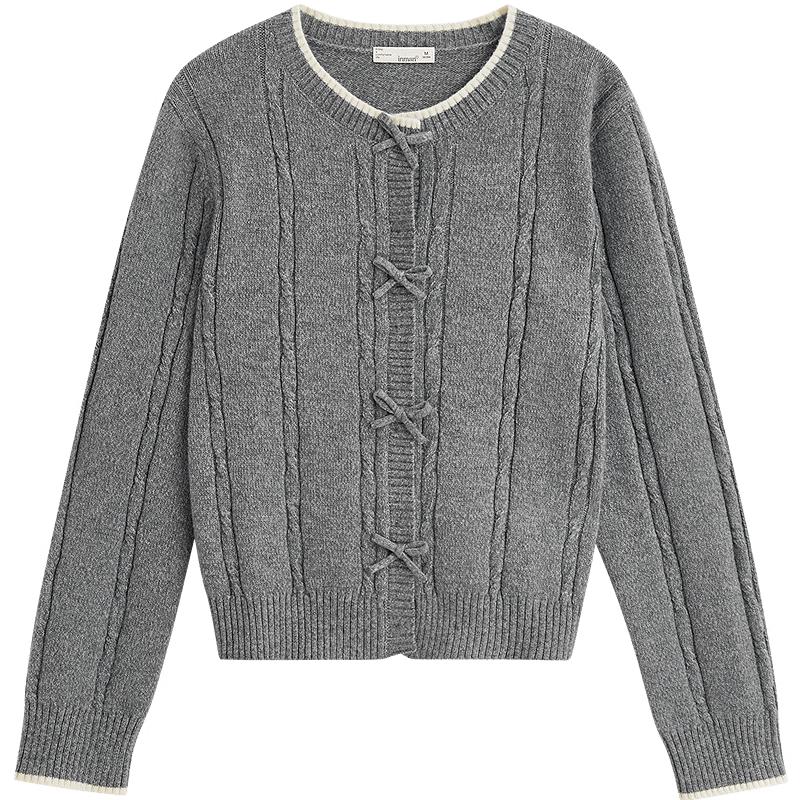 

Женский осенний свитер Inman с бантом и кабельной вязкой M