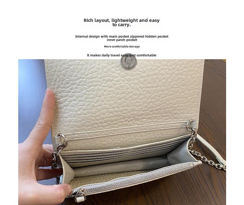 Genuine Leather Women's Chain Bag 2024 - Korean & Japanese Fashion Small Oblique Shoulder Bag, First Layer Cowhide, Niche Design