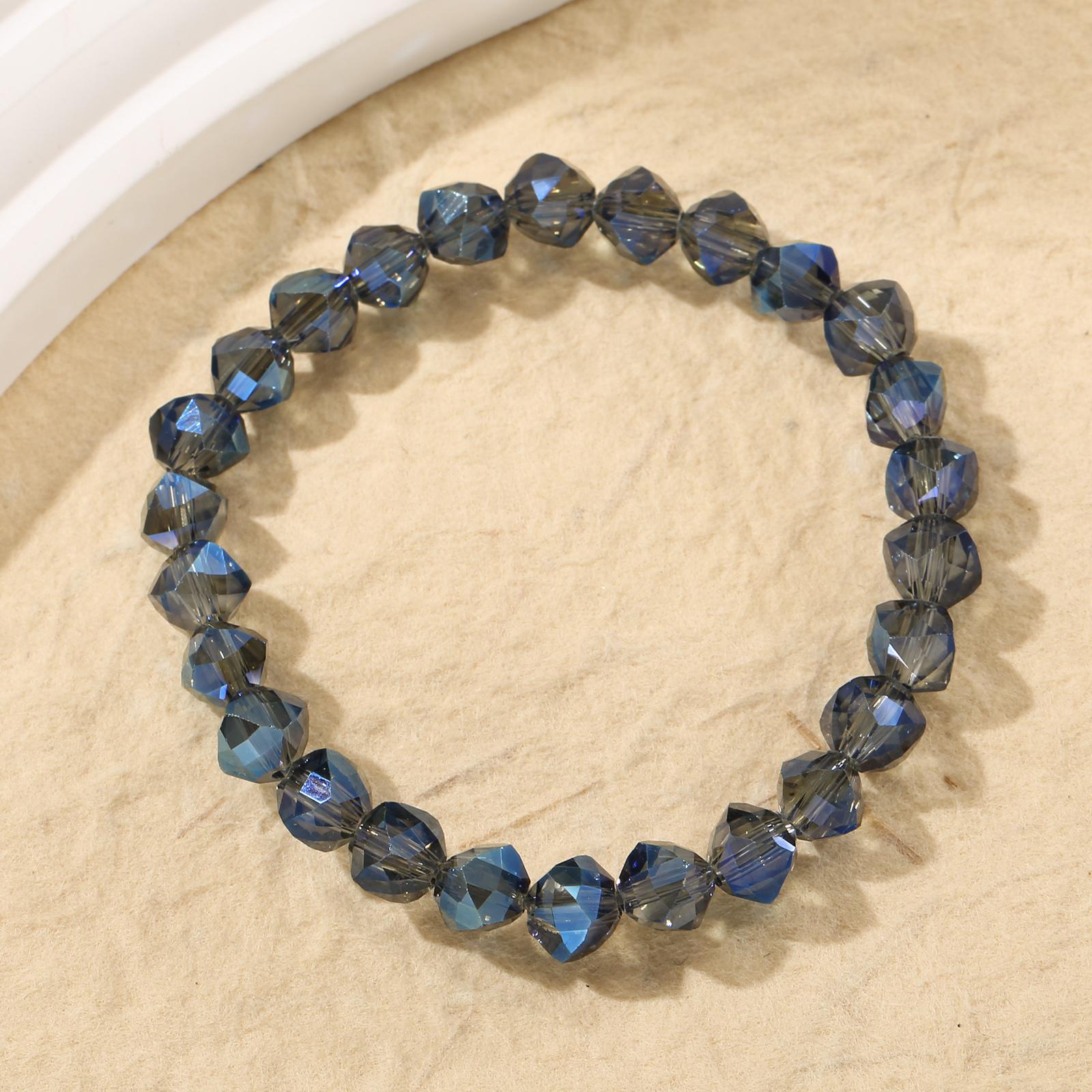 

Blue Turquoise Cubic Zirconia Star Charm Beaded Bracelet Set for Women Y2K Jewelry Gift 16cm темно-синього кольору