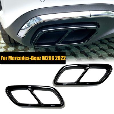 For Mercedes Benz C Class W206 C200 C260 C300 AMG 2022 2023 Rear Throat Exhaust Pipe Muffler Tips Cover ABS Car