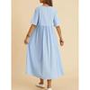 Plus-size Loose Cotton Linen Round Neck Pocket Five-quarter Sleeve Mid-length Dress