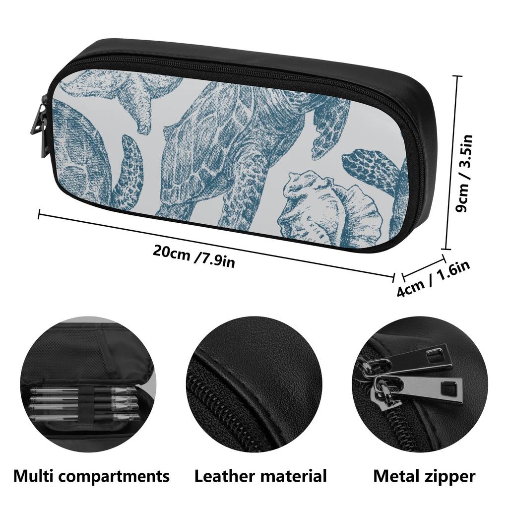 Portable PU Leather School Supply Case with Protective Firm Shape for School Work Travel for Students and Professionals