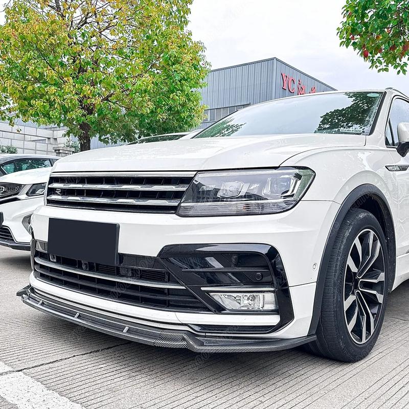 For Volkswagen Tiguan MK2 Rline 2017 2018 2019 2020 Automobile Front Bumper Splitter Lip Spoiler Decoration Modification Kit