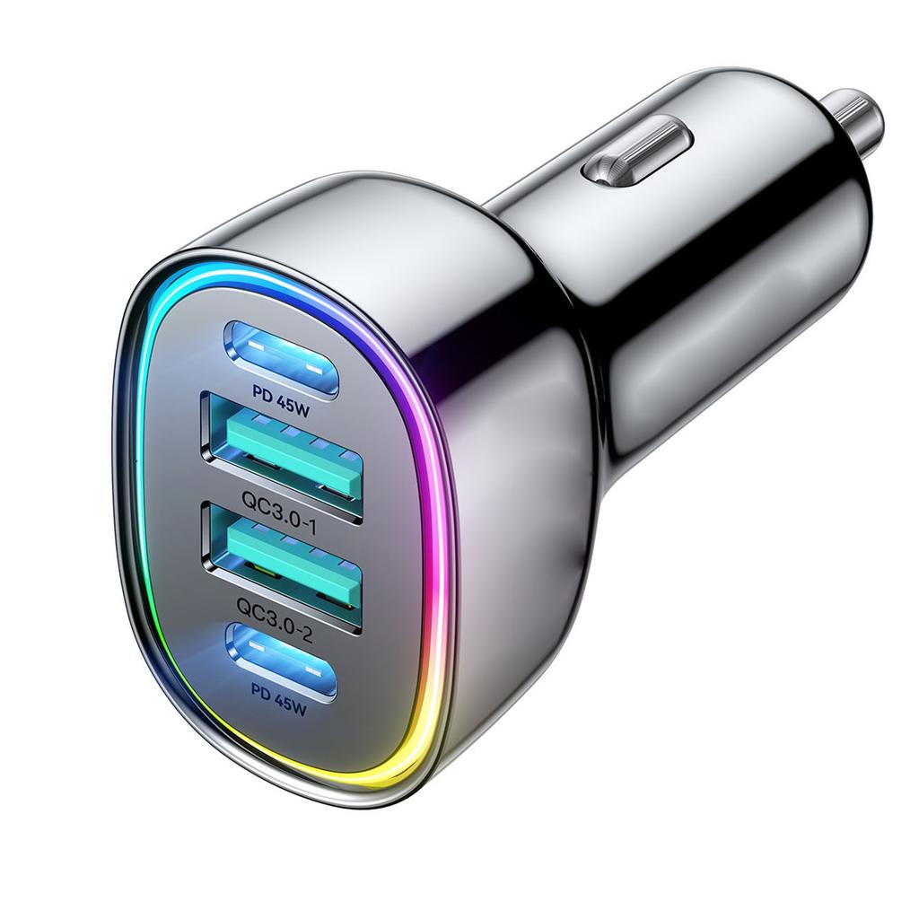 Car Charger USB C, 4 Port Car Charger Adapter For Phone Fast Charging, Road Trip Fast Lighter Adapter