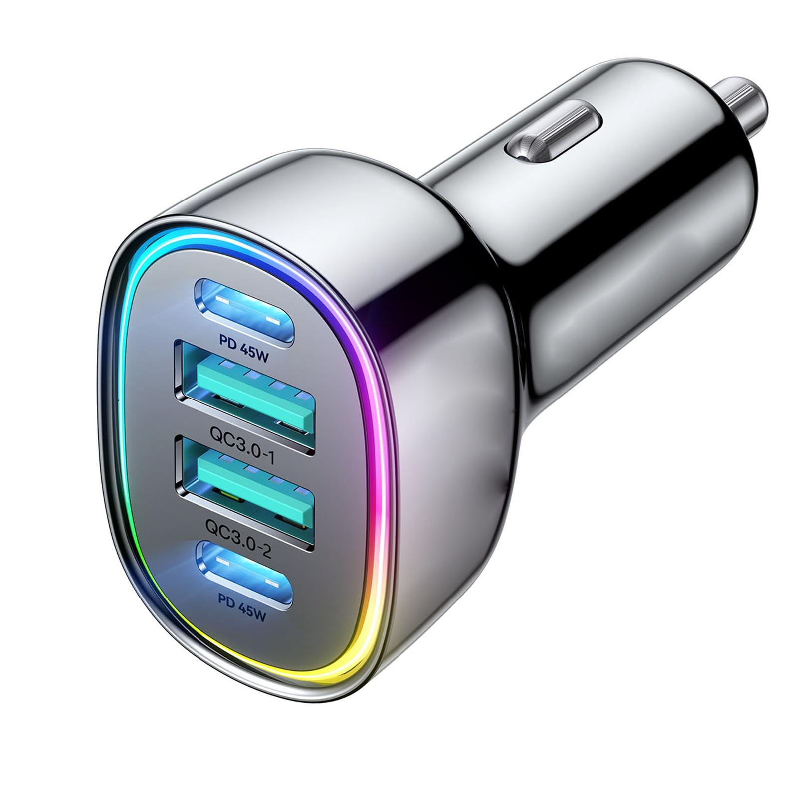 

Car Charger USB C, 4 Port Car Charger Adapter For Phone Fast Charging, Road Trip Fast Lighter Adapter One Size