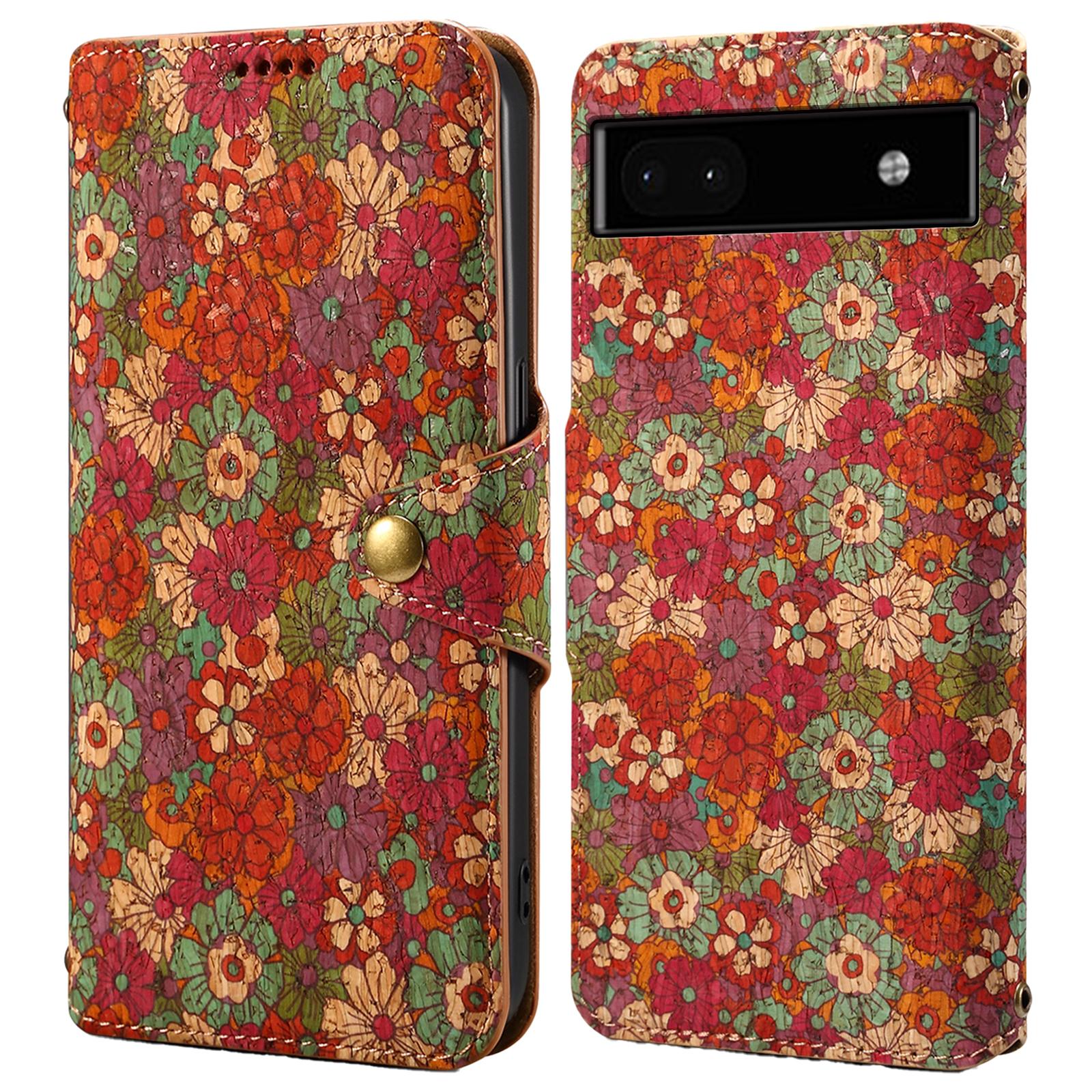 

For Google Pixel 6a Wallet Case Pattern Printing Leather Phone Case with Stand Summer/Red