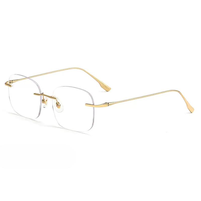 Ultra-light Frameless Titanium Frame, New Style Pure Desire Plain Style Square Frame Myopia Glasses Frame Can Be Equipped with Anti-blue Light