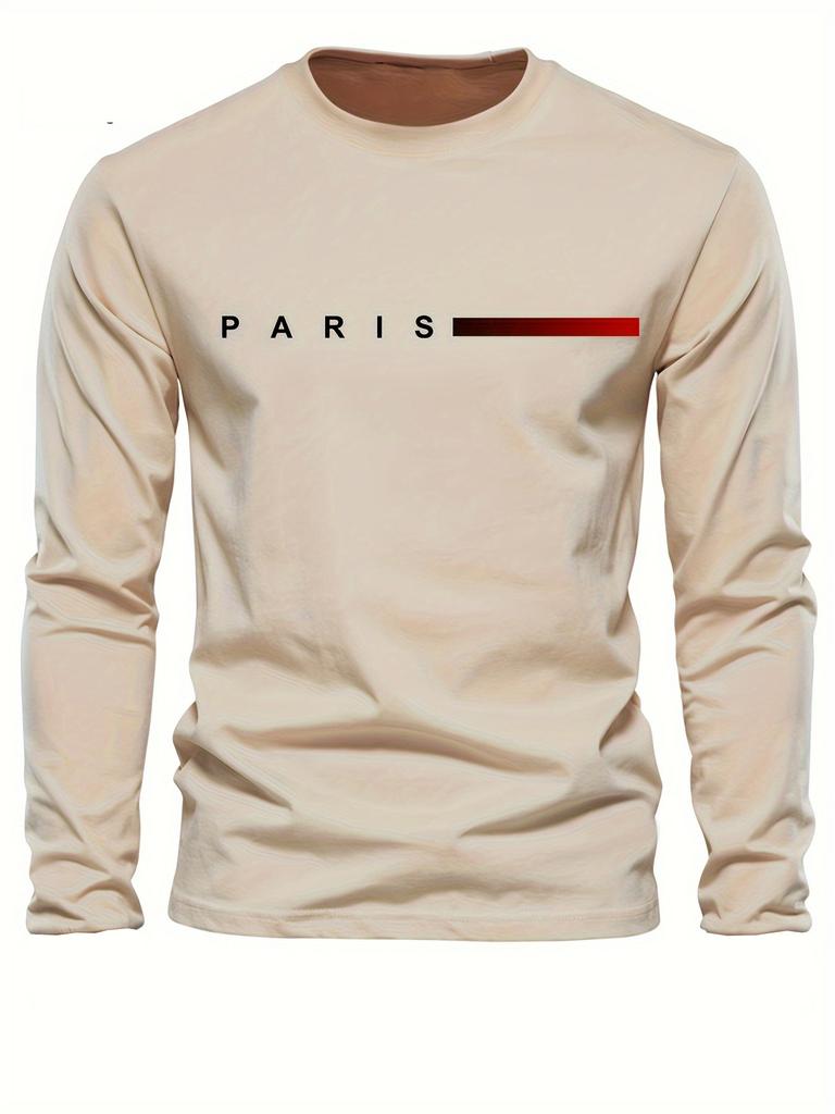 Pánské 100% čistý polyester pohodlné sportovní ležérní volný střih nadměrná velikost MILANO ITÁLIE potištěné tričko s kulatým výstřihem a dlouhým rukávem