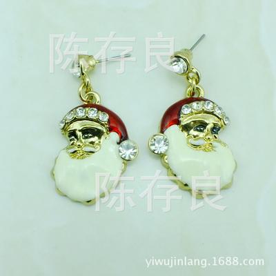 Red and White Enamel Santa Claus Earrings - Festive Fashion Jewelry