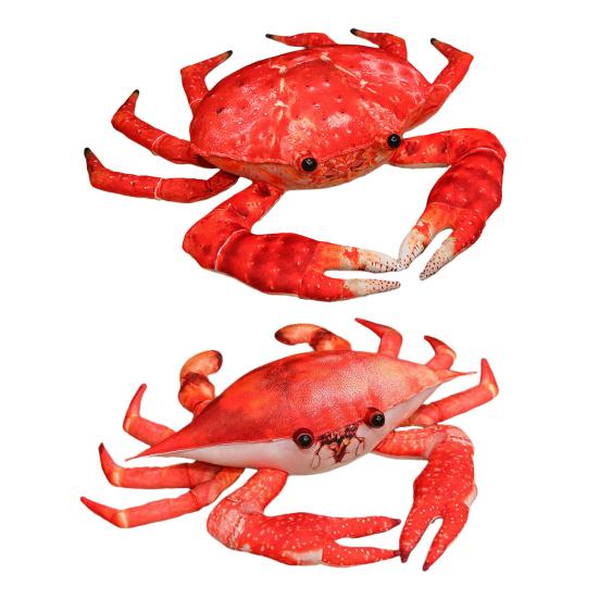 Realistic Crab Plush Pillow Soft Marine Animal Stuffed Toy Cute Ocean Life Decor for Bed Sofa Aquarium-Themed Gift for Kids Collectors