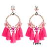 Women's Earring Exaggerated Flowers with Diamonds Tassel Acrylic Earrings Bohemian Temperament Female Earrings