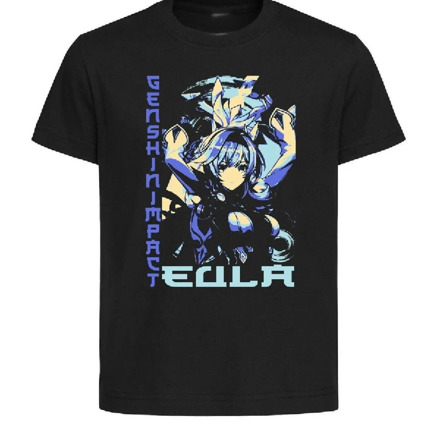

Black TShirt Black Jersey Japanese Style Genshin Impact Eula S