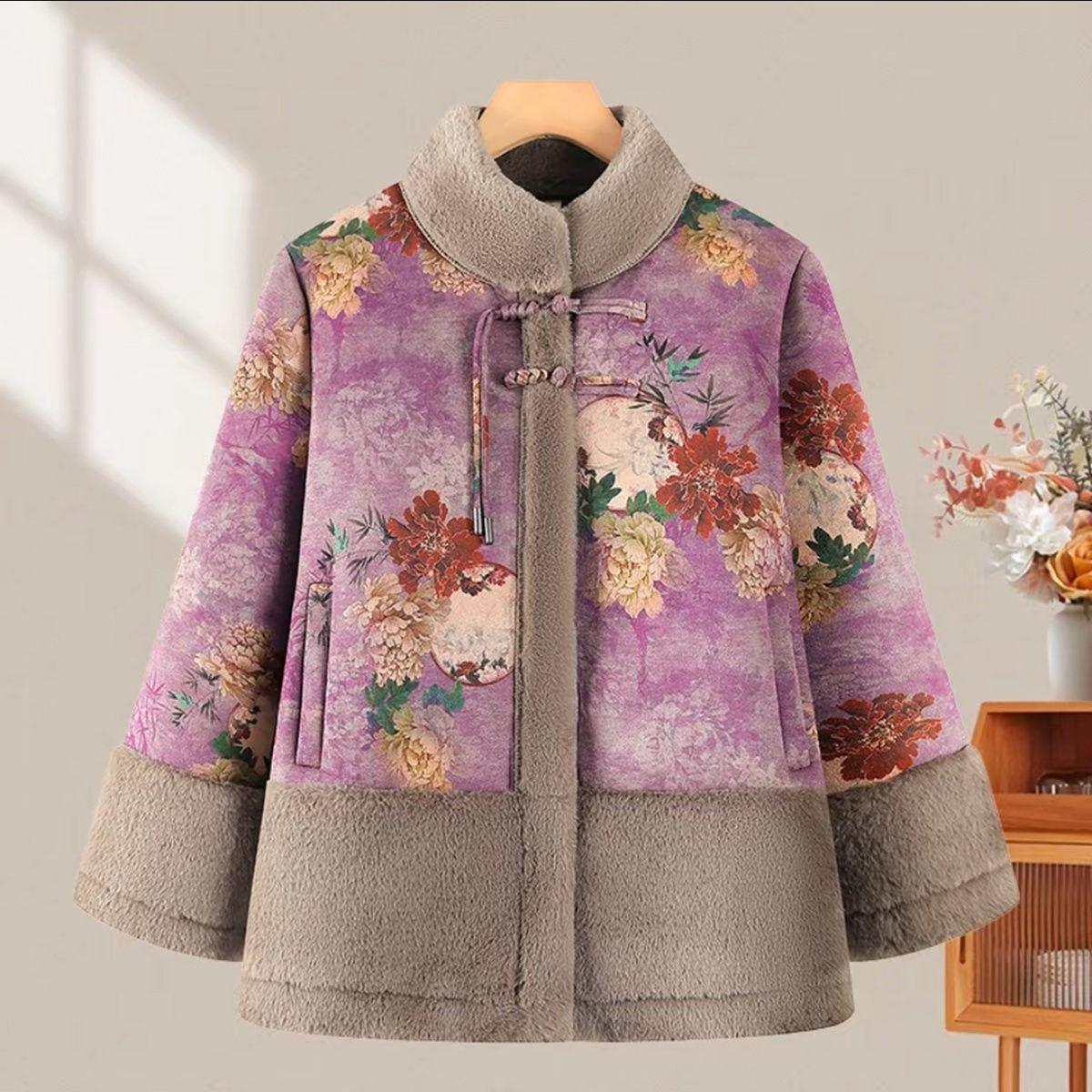 

2025 Plush Lined Fleece Jacket for Women: Cozy One-Piece Winter Coat for Mothers and Grandmothers XXXL красный