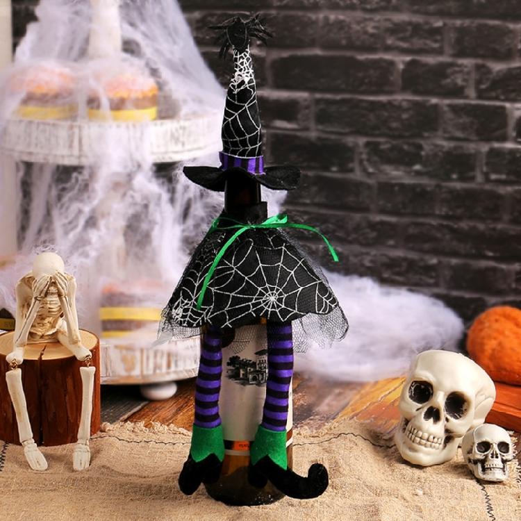 Festival Witch Hat Long Legged Wine Bottle Decorations, 5Pack, Wine Bottle Covers For Halloween Parties