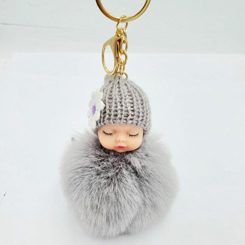Imitation Rex Rabbit Fur Sleeping Doll Keychain - Cute Sleeping Baby Bag Pendant Gift