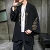 Mode Kostüm Stickerei Hanfu Herren Chinesischen Stil Robe Strickjacke Jacke Übergroßen Kimono Alten Mantel Männlich