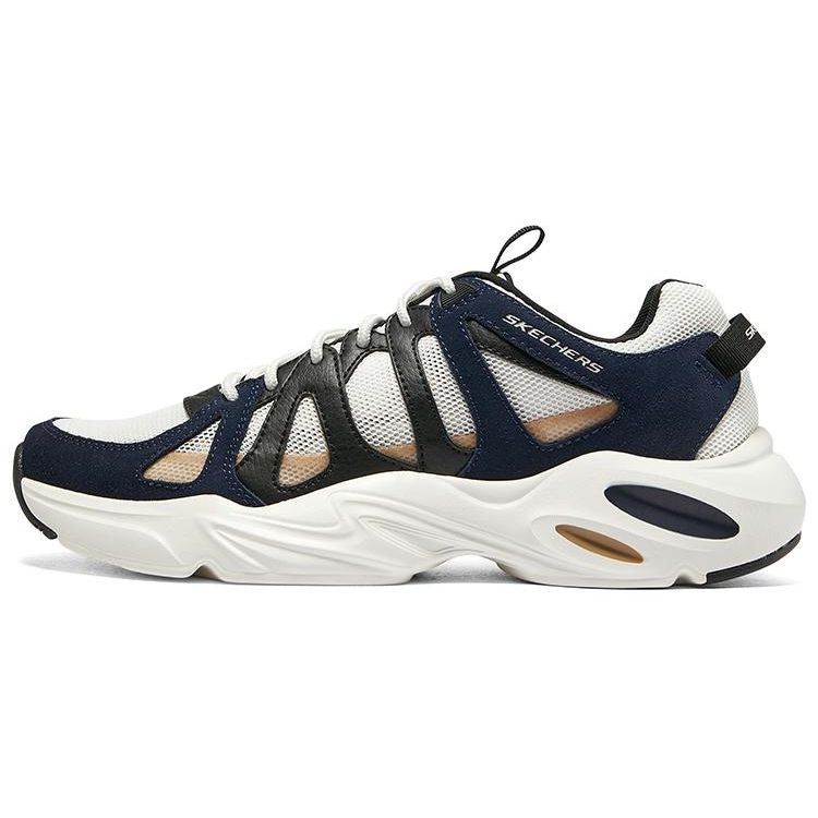 Skechers Stamina Airy Fabric Synthetic Leather Mesh Trendy Low-Top Dad Shoes Men sneaker White Black Blue 894072-NVMT 39.5