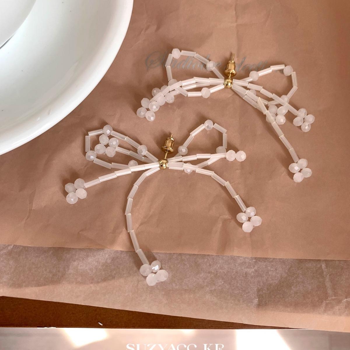 

2024 Handmade Beaded Bow Earrings: Trendy, Small Fresh Design