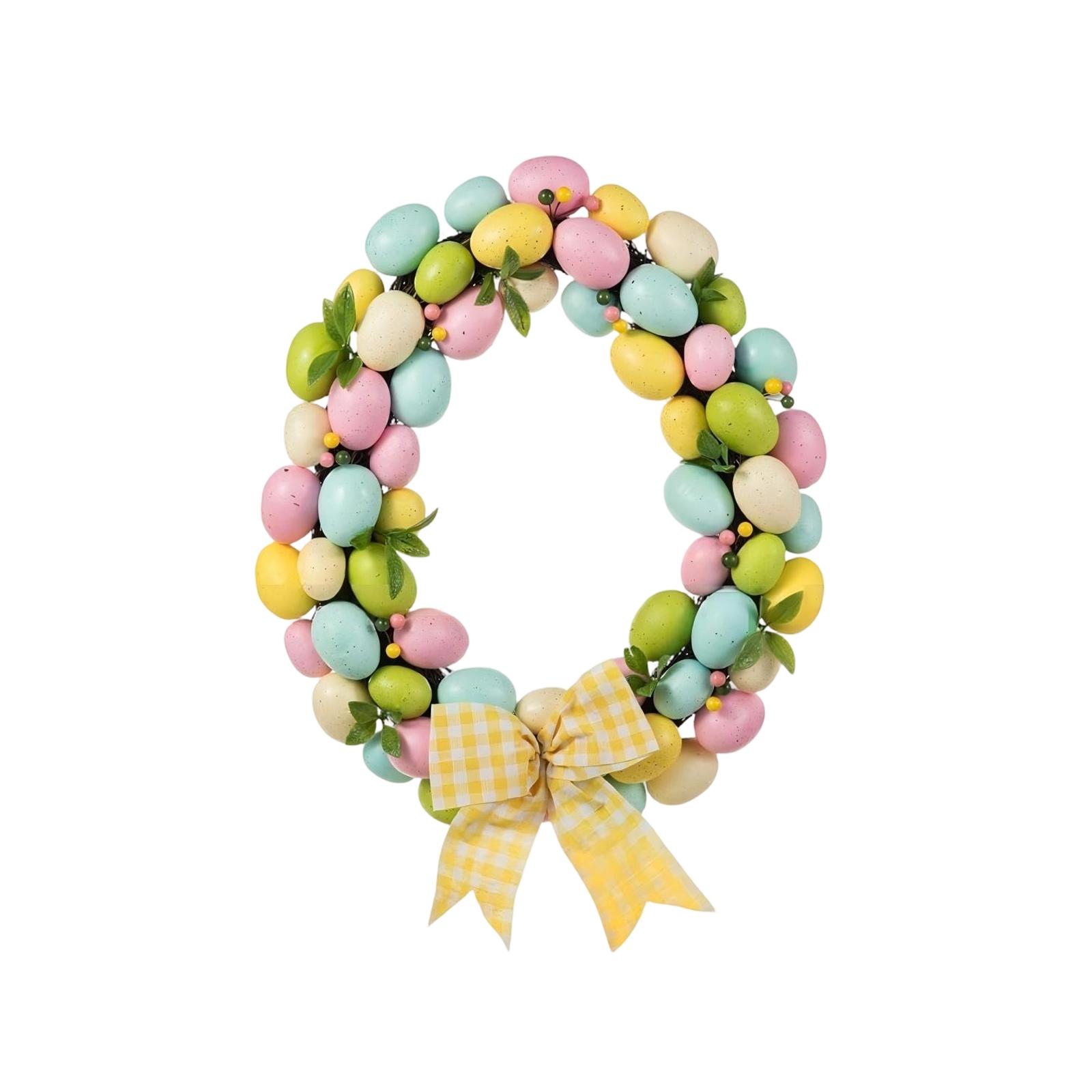 Easter Egg Wreath , Foam Easter Egg Decoration , Straw Woven Rattan Wreath , Home Door Hanging. One Size