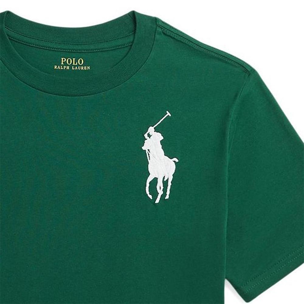 Polo Ralph Lauren T-Shirt Ss24 Digital Patch Plain Knit Crew Neck Short Sleeve New Forest Green Kids Tops CWPOTSHY8020828-300