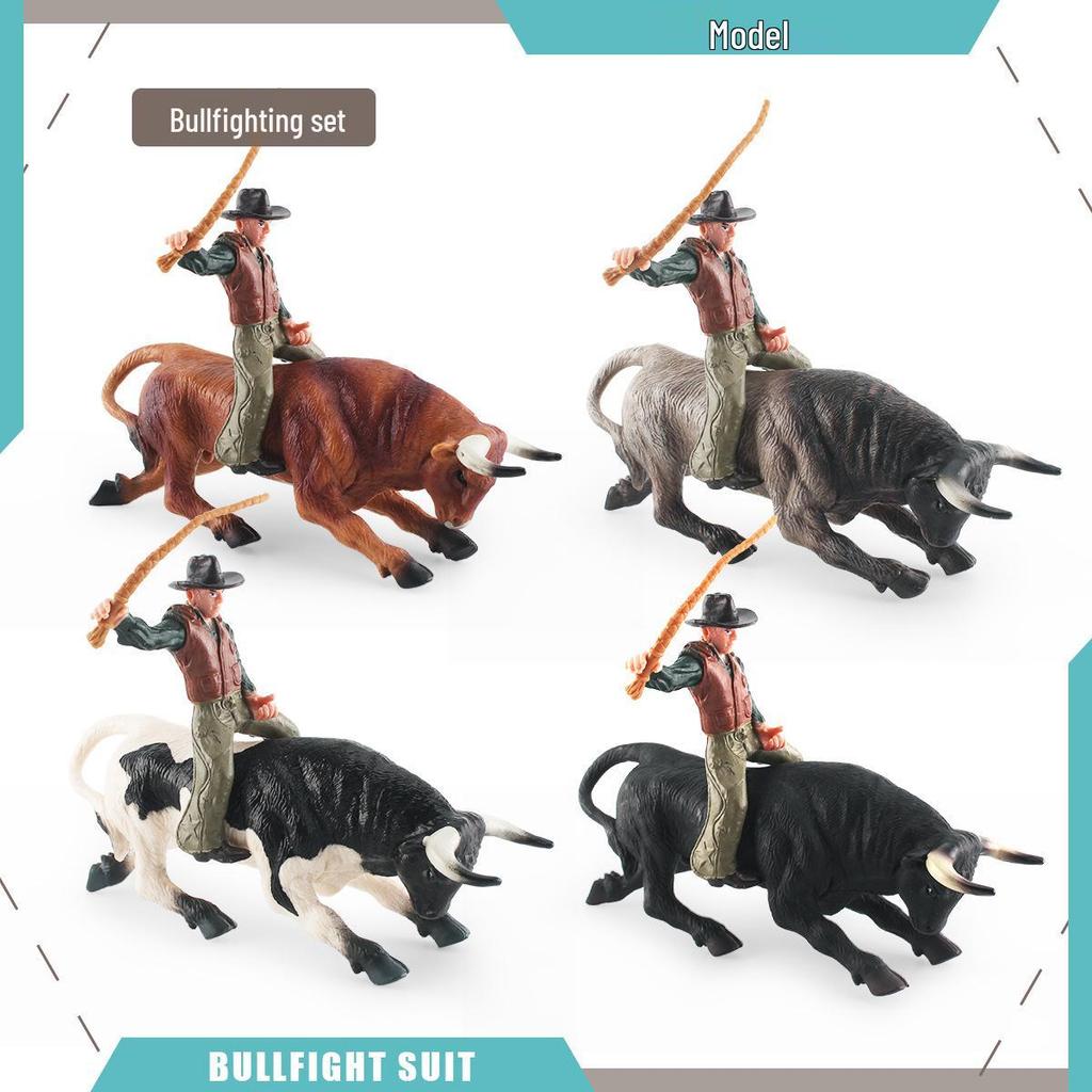 Spanish Bullfighting Set: North African Wild Bull & Tamed Bull Rider Figurine