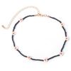 Bohemian Holiday Style Colorful Small Daisy Flower Necklace, Simple Retro Beaded Collarbone Necklace For Women