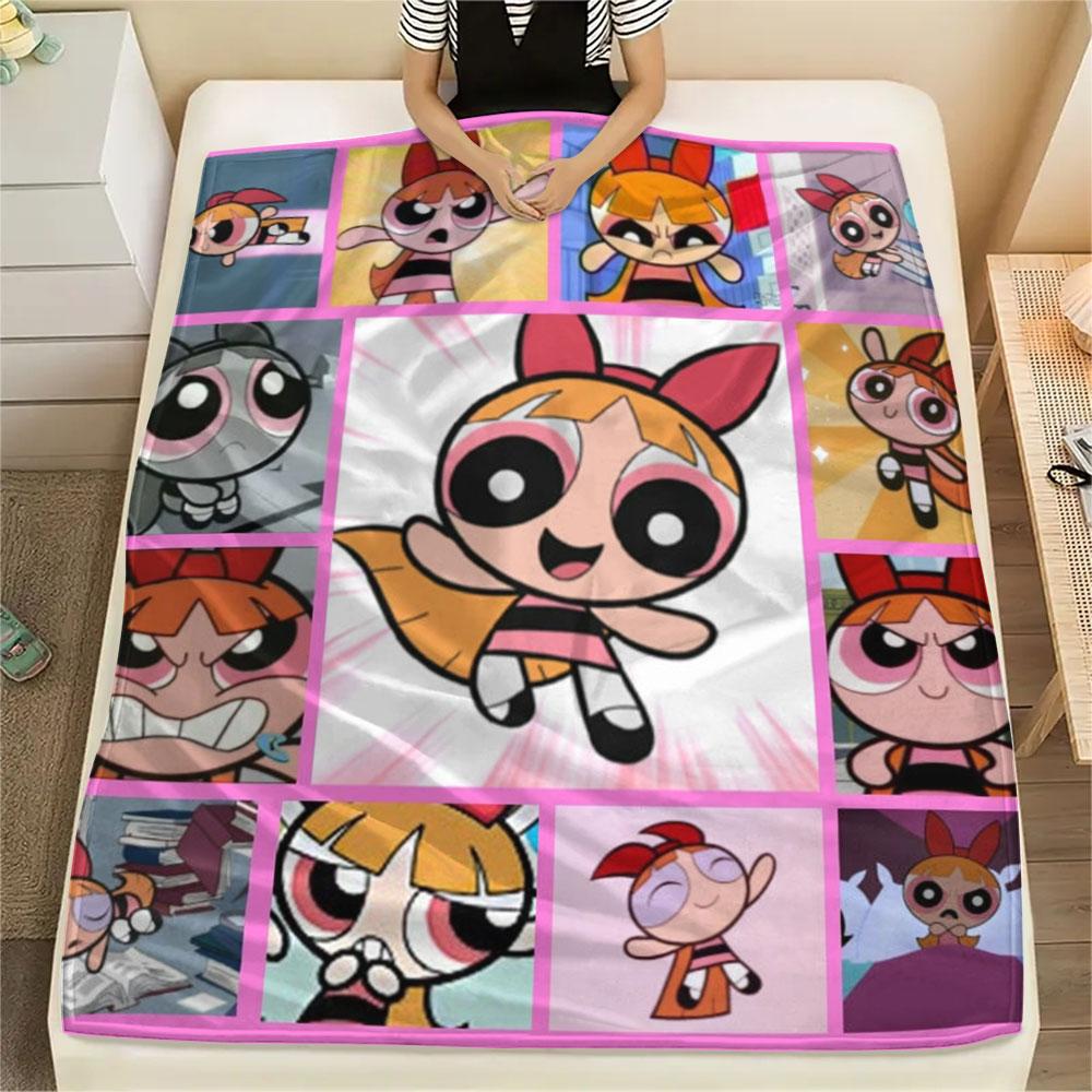 Powerpuff Girls Cartoon printing Flannel Blanket Bedroom Sofa Camping Warm blanket Gifts for family and friends-MJ008