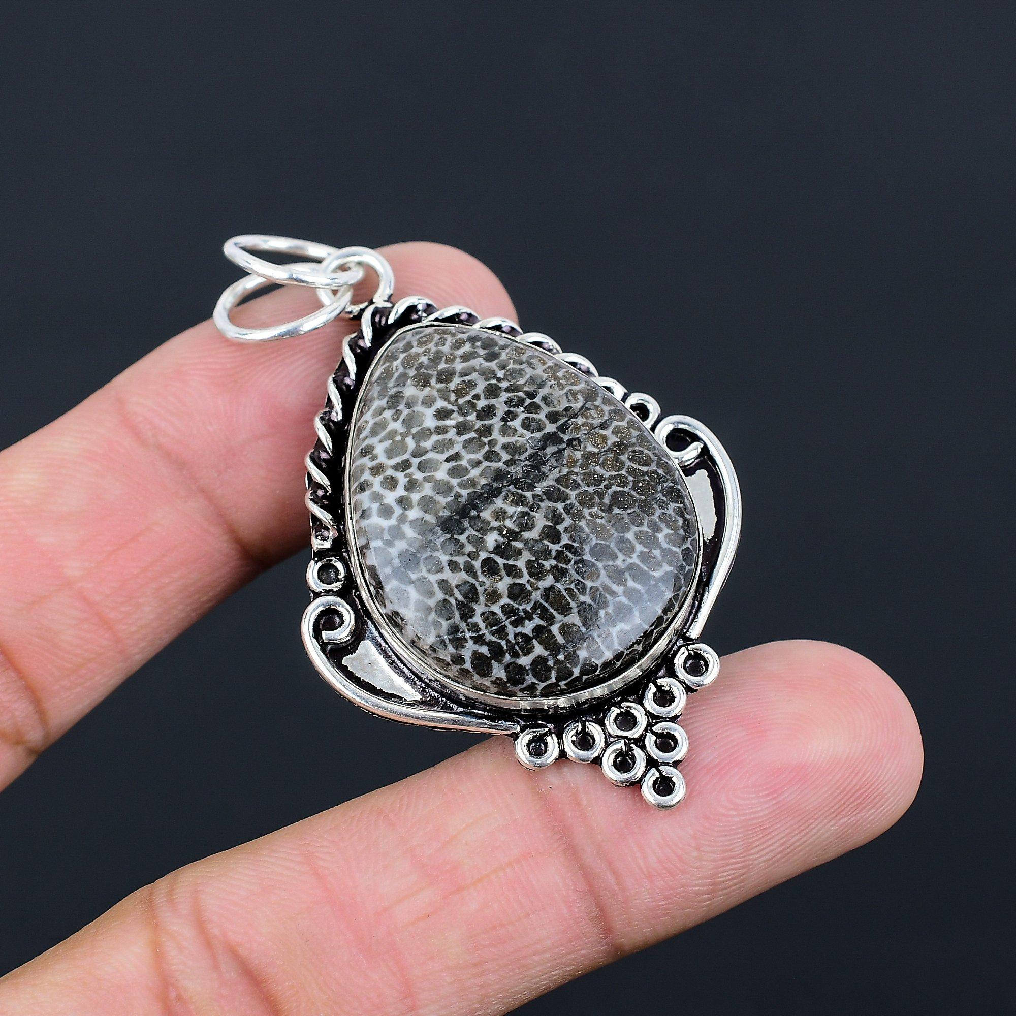 

Daughters Day Deal Pear Natural Stingray Coral Sterling Silver Pendant Jewelry