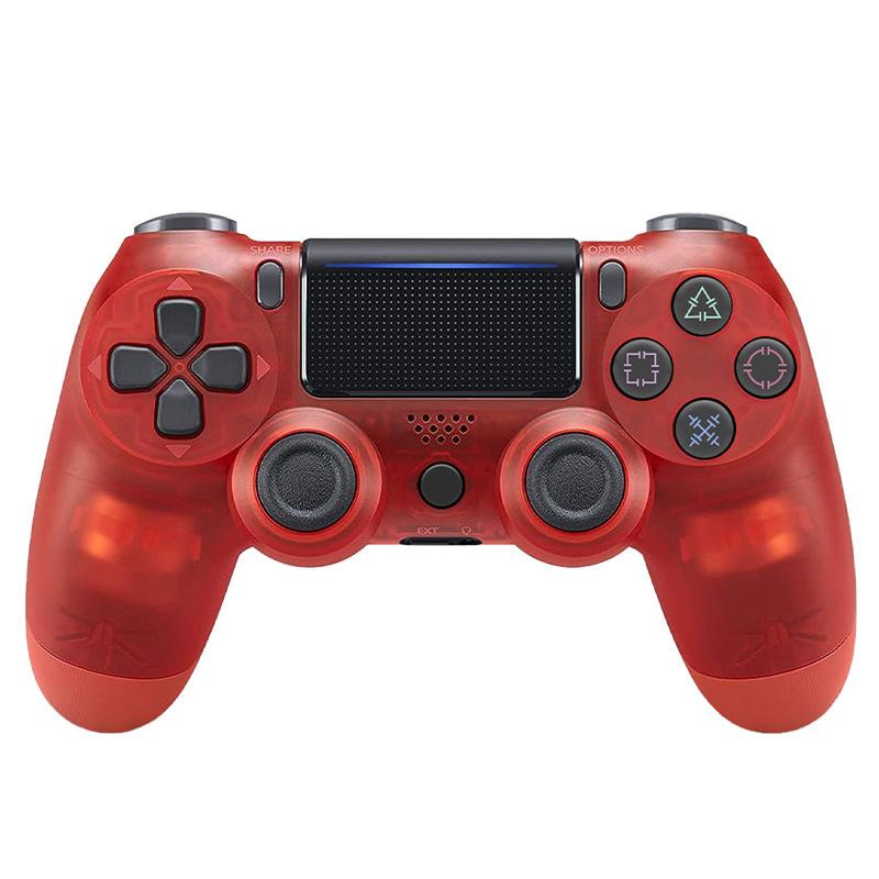Wireless Bluetooth Controller Dual Vibration for PS4 Controller Steel Transparent red European Version Gamepad