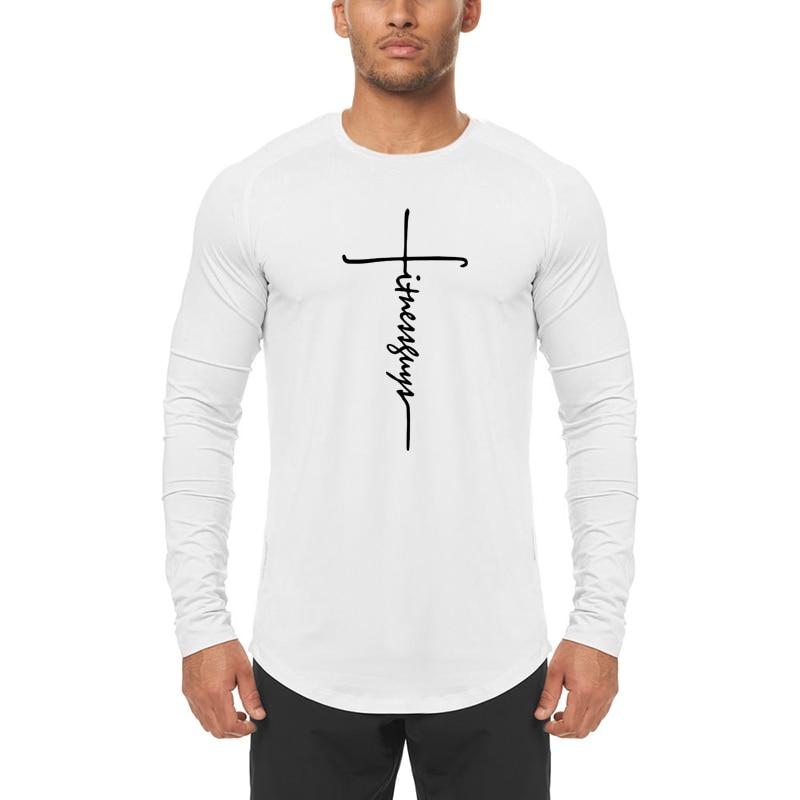 Muscleguys Autumn Men's Round Neck Printed Raglan Sleeves Casual Long-sleeved Top Fitness Sports Comfortable T-shirt