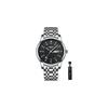 Nibosi Men's Classic Silver Stainless Steel Analog Watch with Date and Day Display, Waterproof, Casual Metal Band