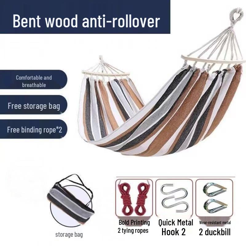 Double Outdoor/Indoor Hammock Bed: Adult Swing, Hanging Rope Chair & Rocking Net for Sleeping