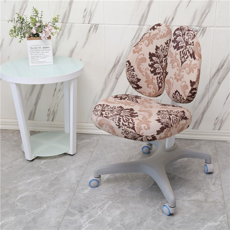 Elastic Double Back Children Study Chair Cover Elastic Student Writing Rotating Lift Chair Protector Cover Seat Backrest Case