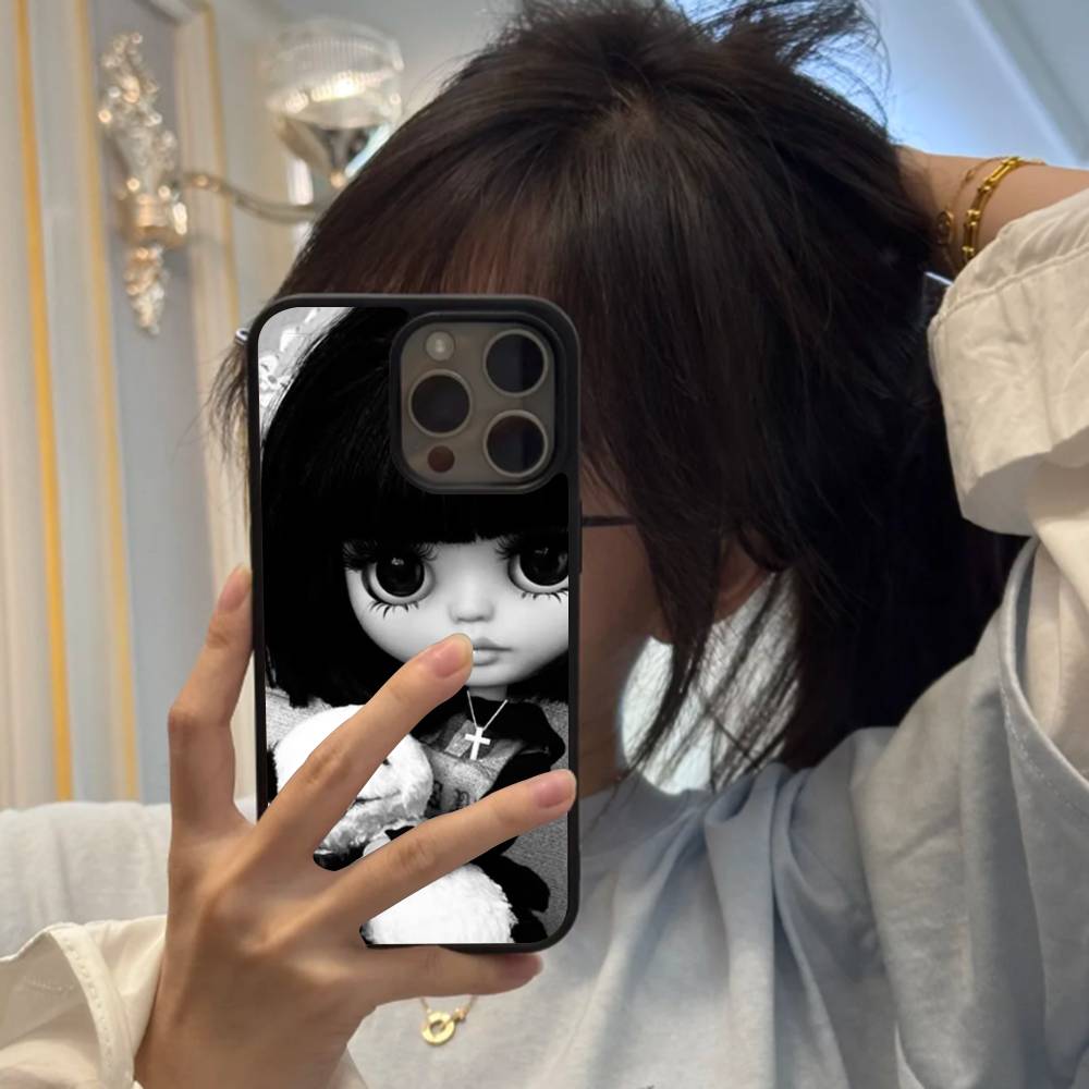 Dark Cute Girl Doll  Hard Plastic Phone Case For Iphone 17 Air 16 15 14 13 12 11Pro Max PC TPU Cover